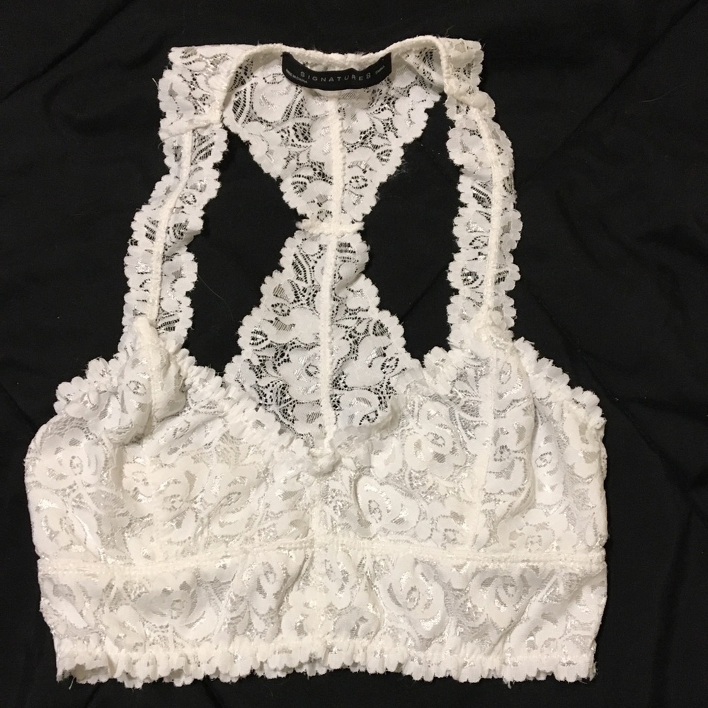XS white lace bandeau